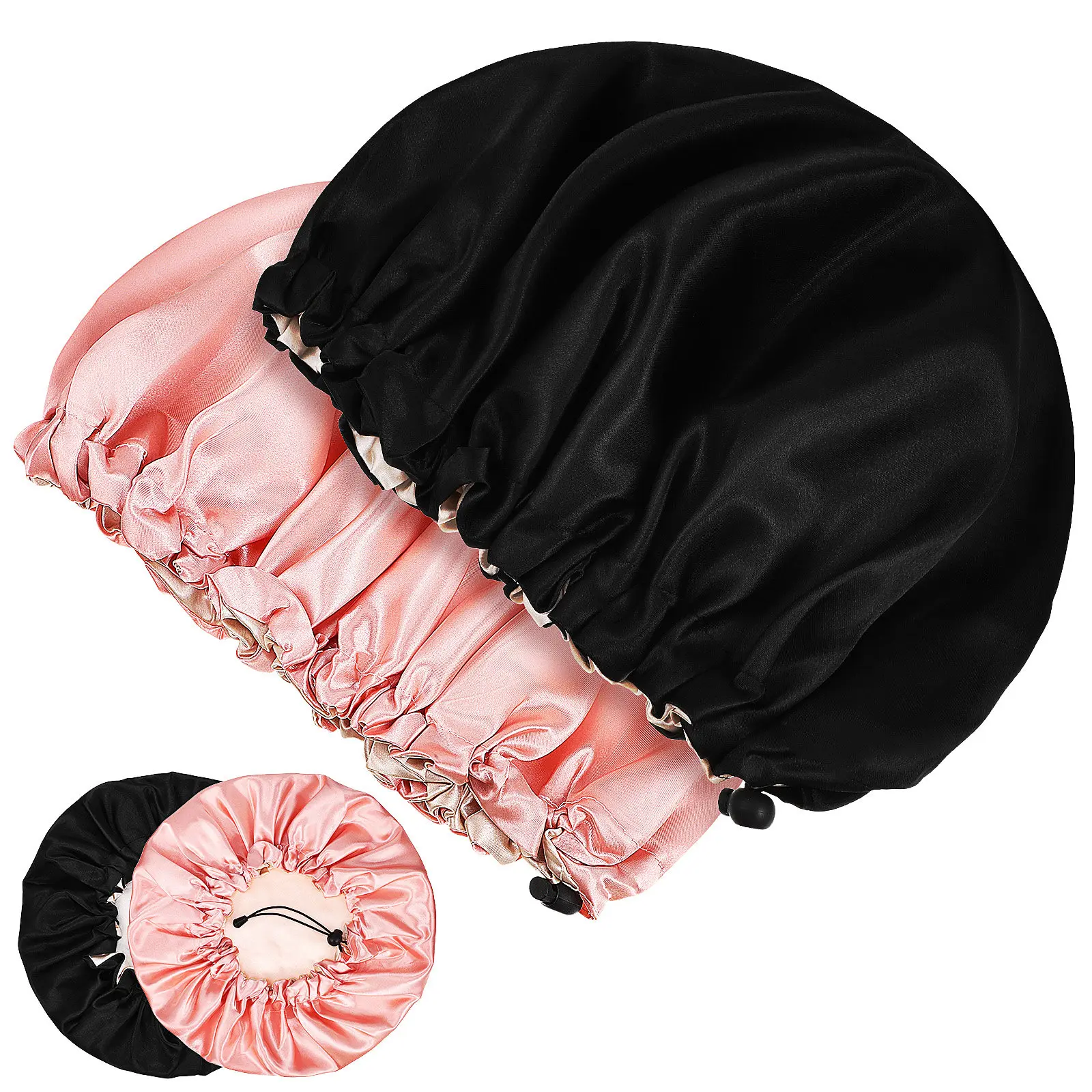 

Набор из 4 атласных шапочек для сна, регулируемые атласные шапочки для защиты волос во время приготовления пищи, для женщин и мужчин