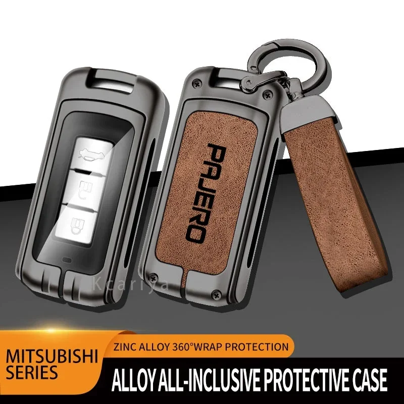 Zinc Alloy Car Key Cover Case Holder Shell Protector for Mitsubishi Pajero 2 v73 Sport Remote Key Bag Buckle Auto Accessories