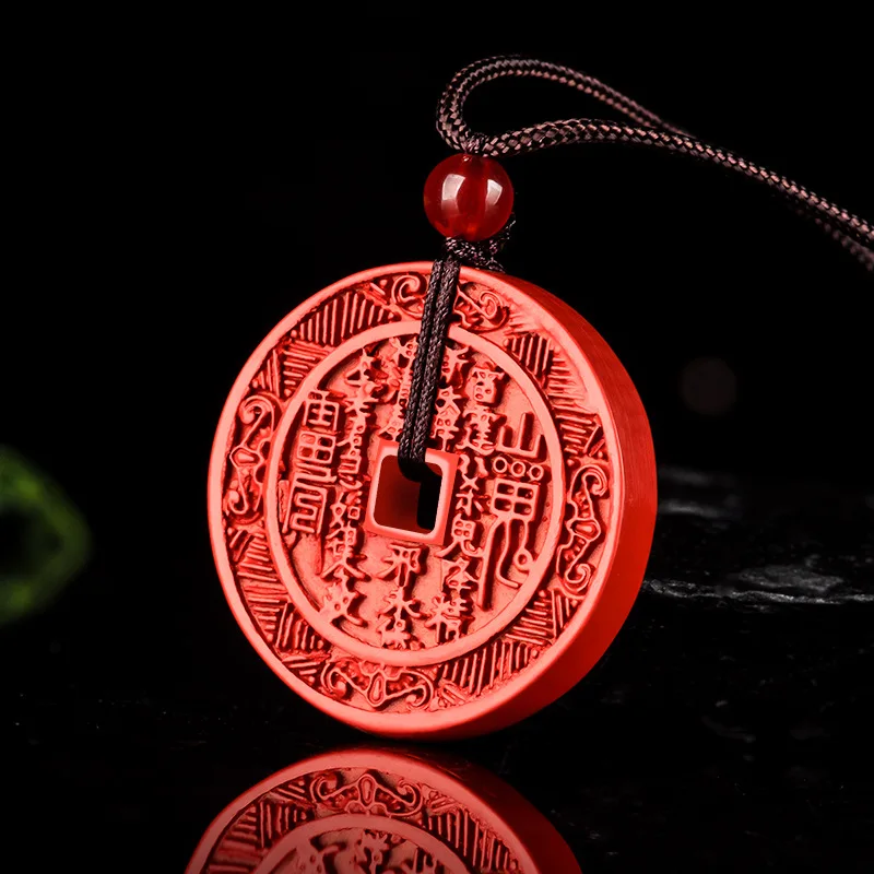 Natural Authentic Cinnabar Pendants Mountain Ghosts Spend Money For Safety Buckle Red Sand For Men's Gifts Women's Charm Jewelry