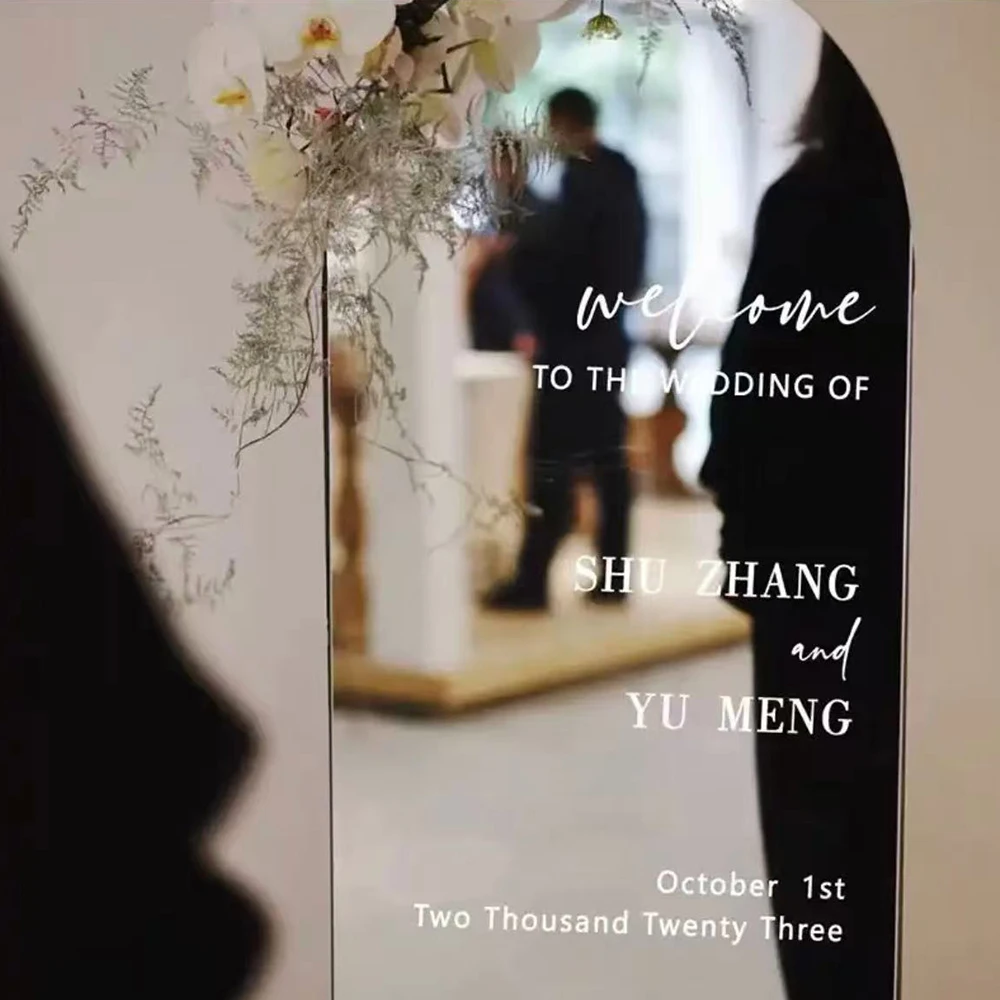 

Welcome Wedding Sign Stickers Vinyl Decal Custom Name Mirror Wedding Stickers Celebration Baptism Wedding Decor