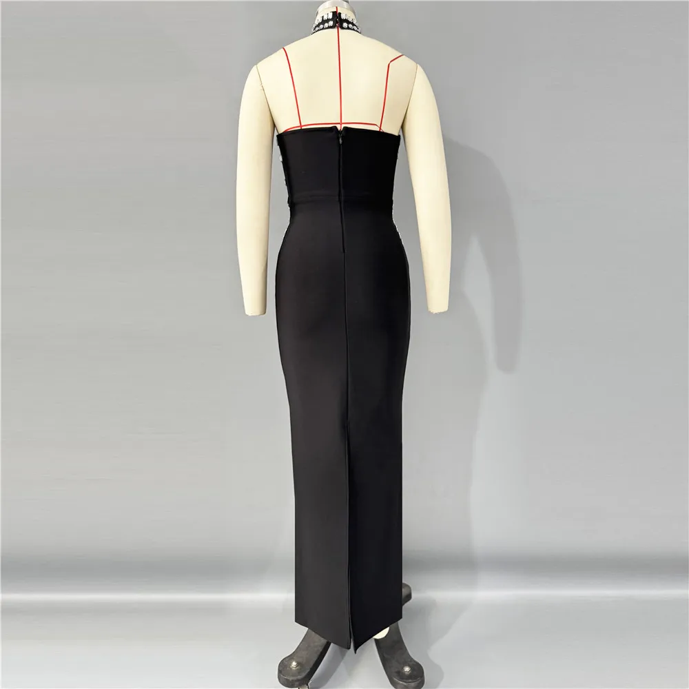 Women New Arrival Sexy Strapless Beading Bandage Dress Bodycon Clothes Club Party Evening Elegant Dresses