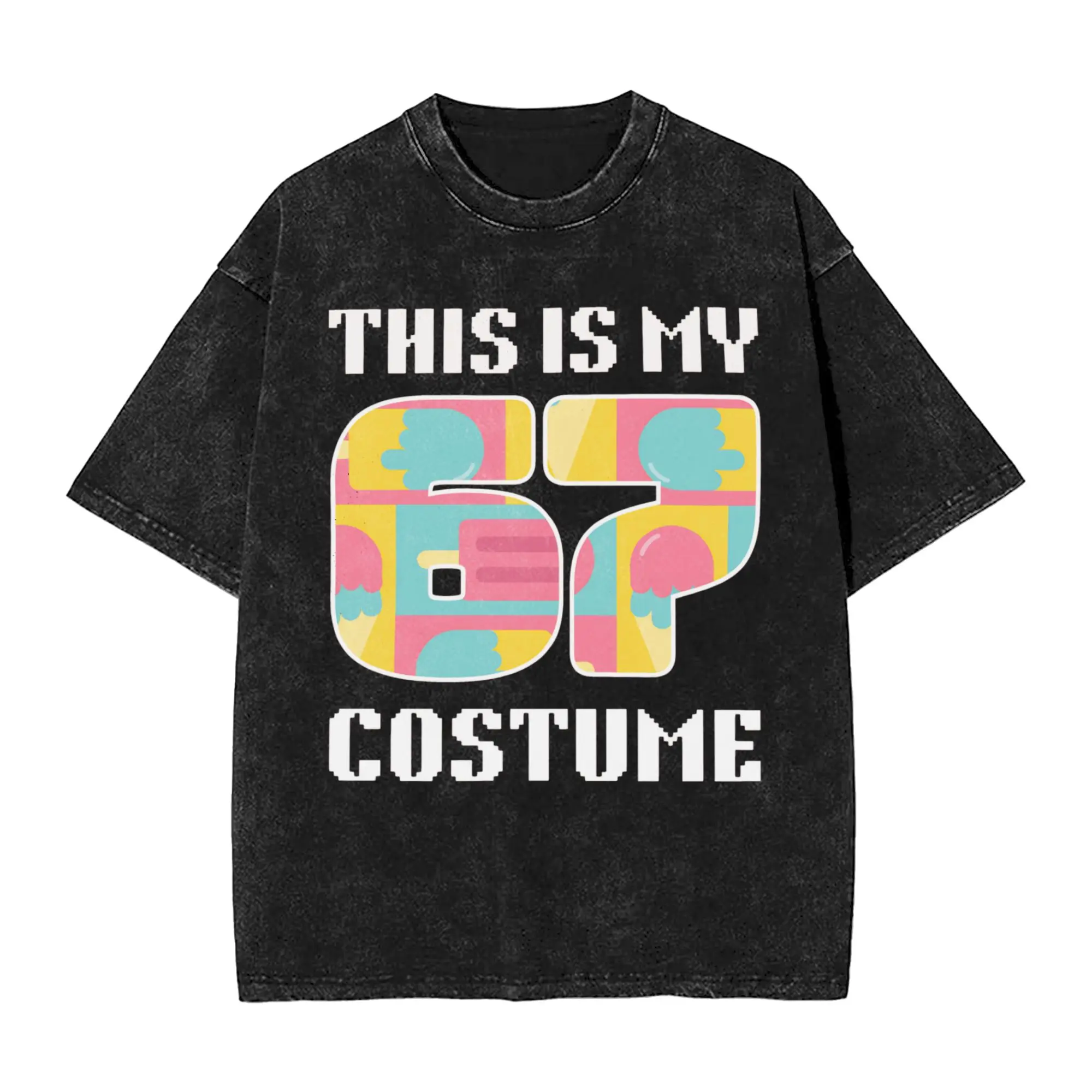 

67 Meme Halloween Costume Washed T-Shirt Men Street Style Casual T Shirts Summer O Neck Hipster Tees Printed Plus Size Clothes