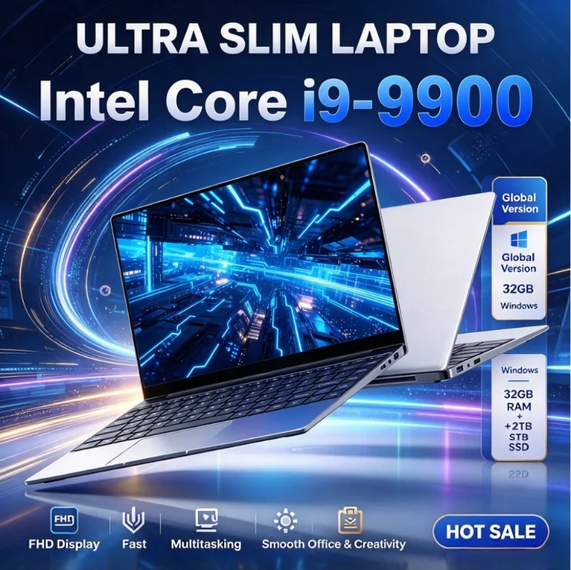 Ultra Slim 14.1" Laptop Intel Core i9-9900 32GB RAM 1TB 2TB SSD Gaming Computer PC Windows Gamer office  Notebook 1920*1080