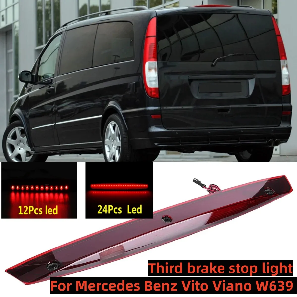 12pcs/24Pcs Car LED Tail Light Rear Light Height Level Brake Stop Lamp Signal Light For Benz Vito Viano W639 A6398200056