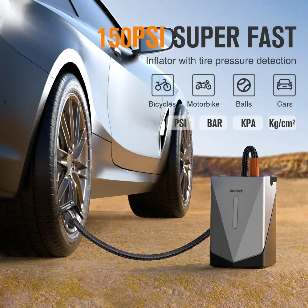 Portable Car Jump Starter Air Compressor BBQ Blower Air Pump 12V Battery Booster Inflatable Tire Pump Power Bank LED Flashlight