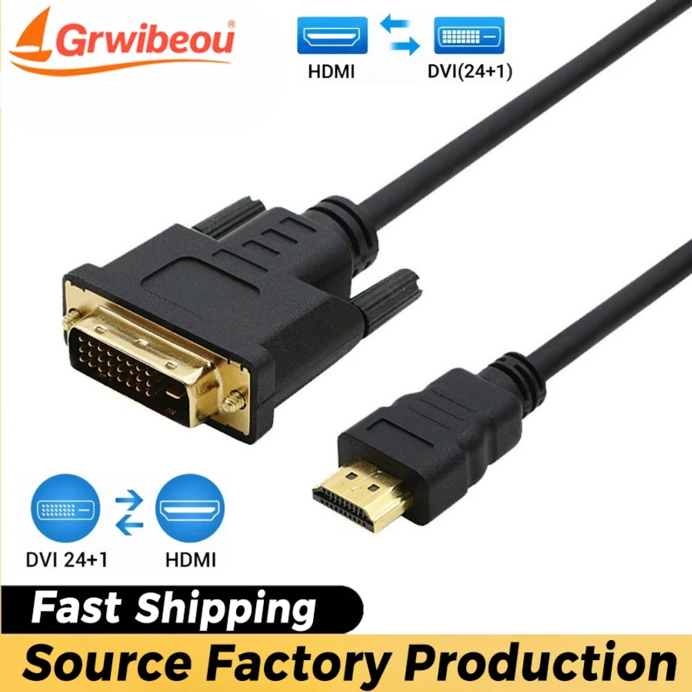 

4K HDMI-compatible To DVI Adapter Cable 1080P Bi-direction 24+1 DVI DVI-D To HDMI-compatible Converter for HDTV XBOX DVD TV Box