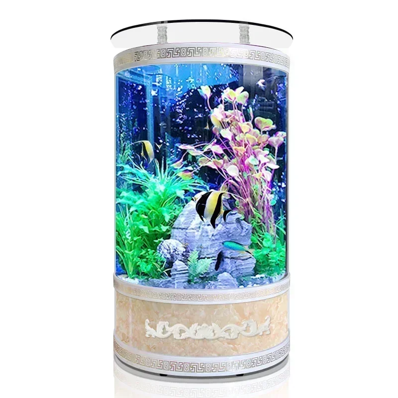 Semicircular aquarium aquarium home glass ecological beautification circular cylindrical goldfish tank