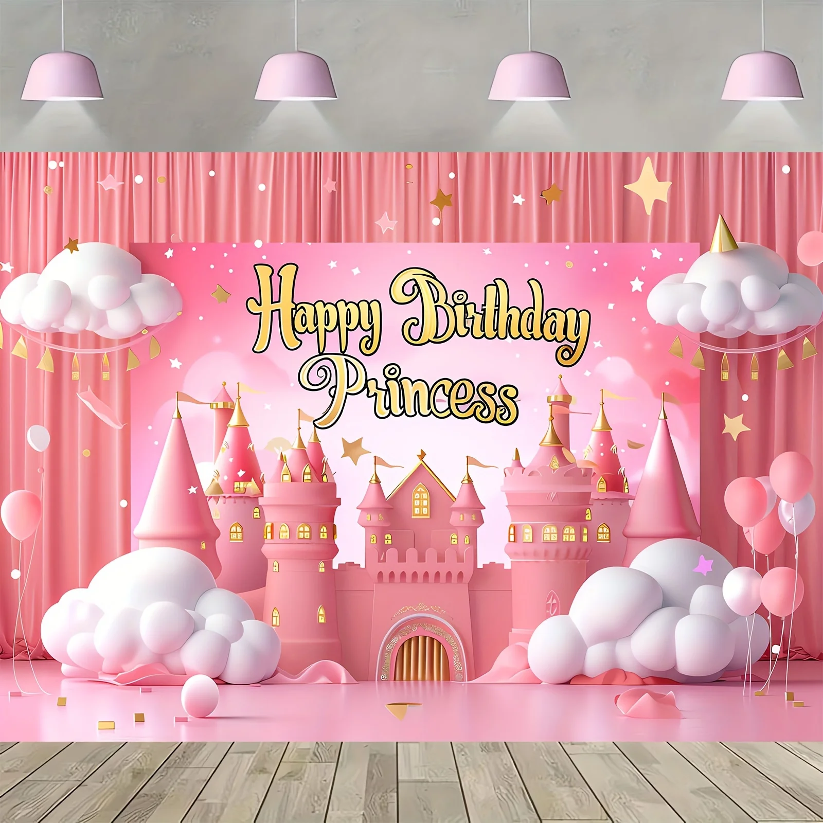 Royal Pink Dream Castle Princess Birthday party background photo Background Shower Photo studio stall background