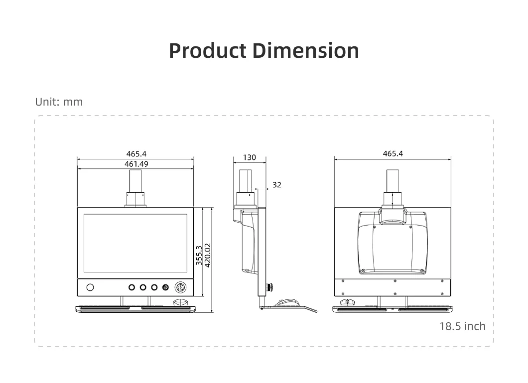 18.5 Inch IP65 Wall-Mounted Industrial LCD  Display Touch Screen USB HD  Industrial Front Panel
