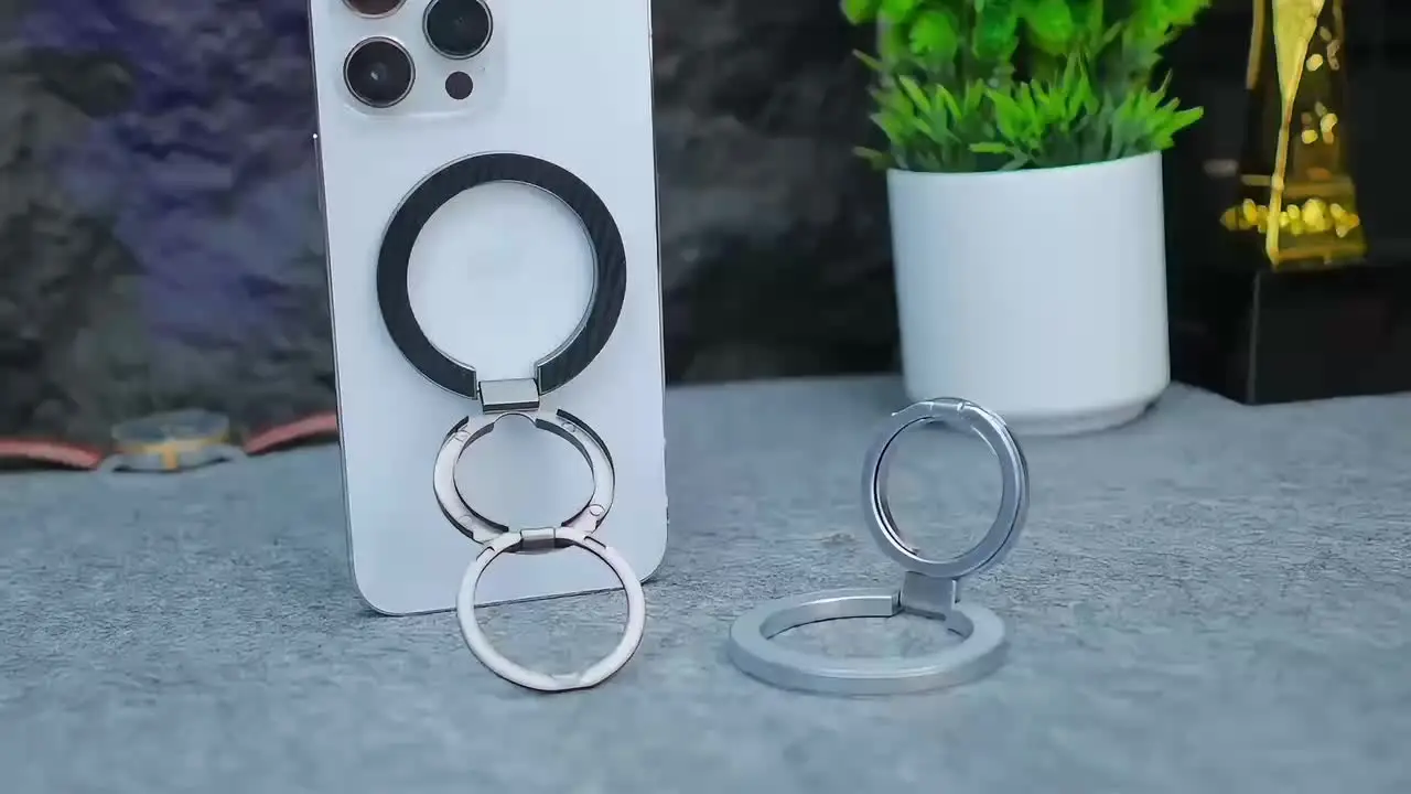 Fibra de carbono dupla face magnética telefone anel titular portátil dobrável suporte do telefone para iphone 16 samsung xiaomi