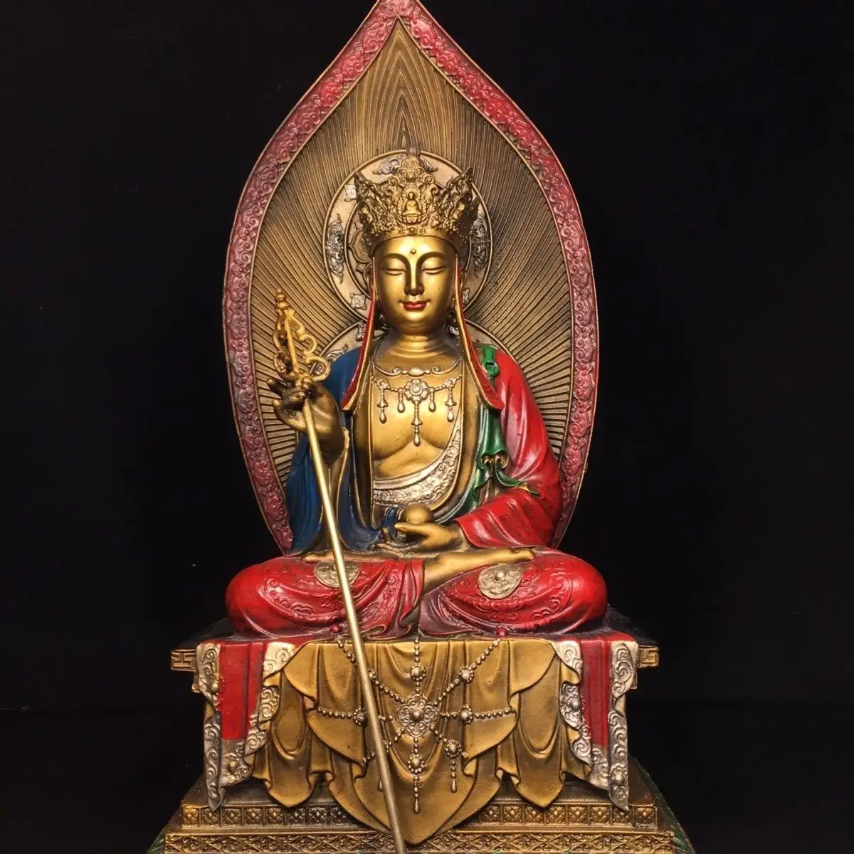 Seiko pure copper painted with backlight, Kizo King Bodhisattva is 22cm wide, 41cm high, and 15 thick, weighing about 3kg.