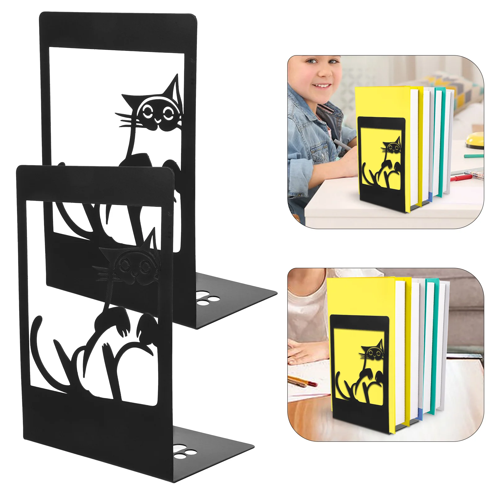 2 قطعة الدفتين المعدنية القط الزخرفية الحديد كتاب سدادة الثقيلة حامل كتب لرفوف المكتب الدفتين غلاف معدني