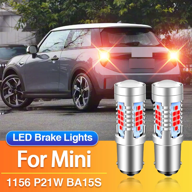 2PCS 1156 P21W LED Brake Light BA15S for Mini Cooper F55 F56 R56 R55 Convertible F57 R60 R58 R61 R59, Red Car Tail Blub Canbus