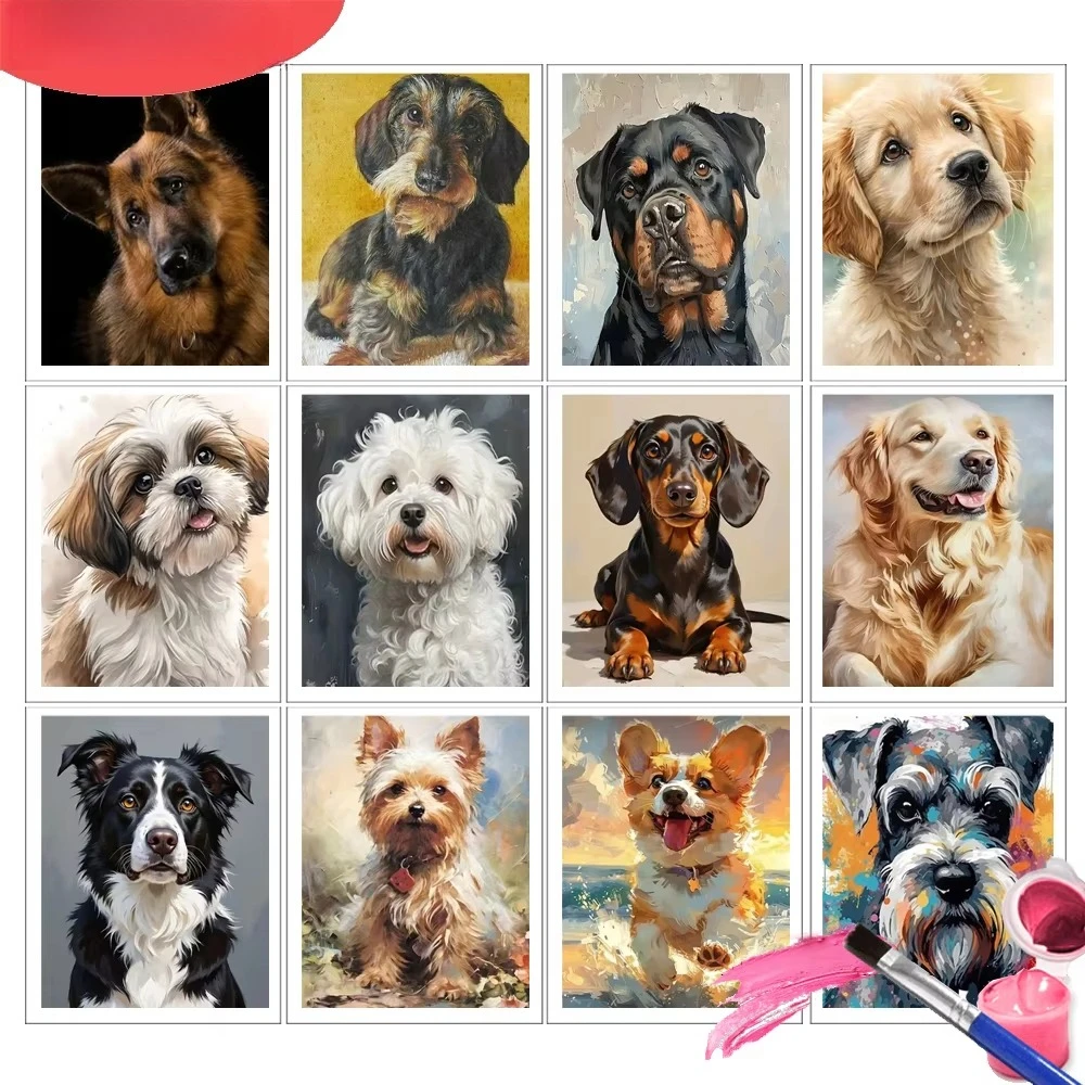 Painting By Number Kits Dog Animal Handmade Diy Drawing On Canvas Picture Personalized Gifts Craft Kit Wall Arts