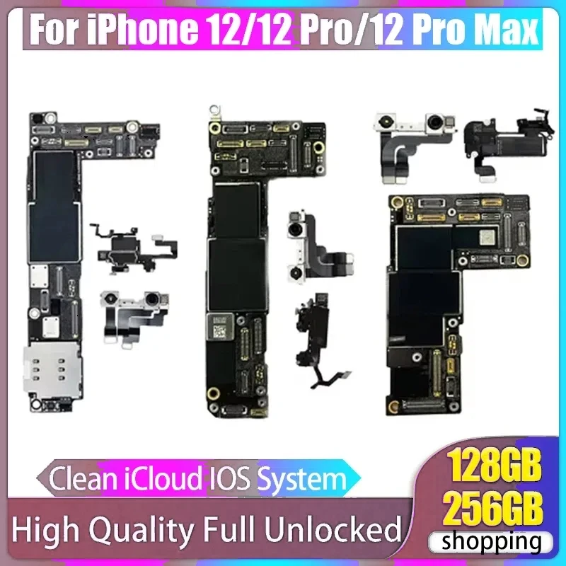

Fully Tested Authentic Motherboard For iPhone 12/12 Pro Max 128g/256g Unlocked Mainboard Face ID Cleaned iCloud Main Logic Board