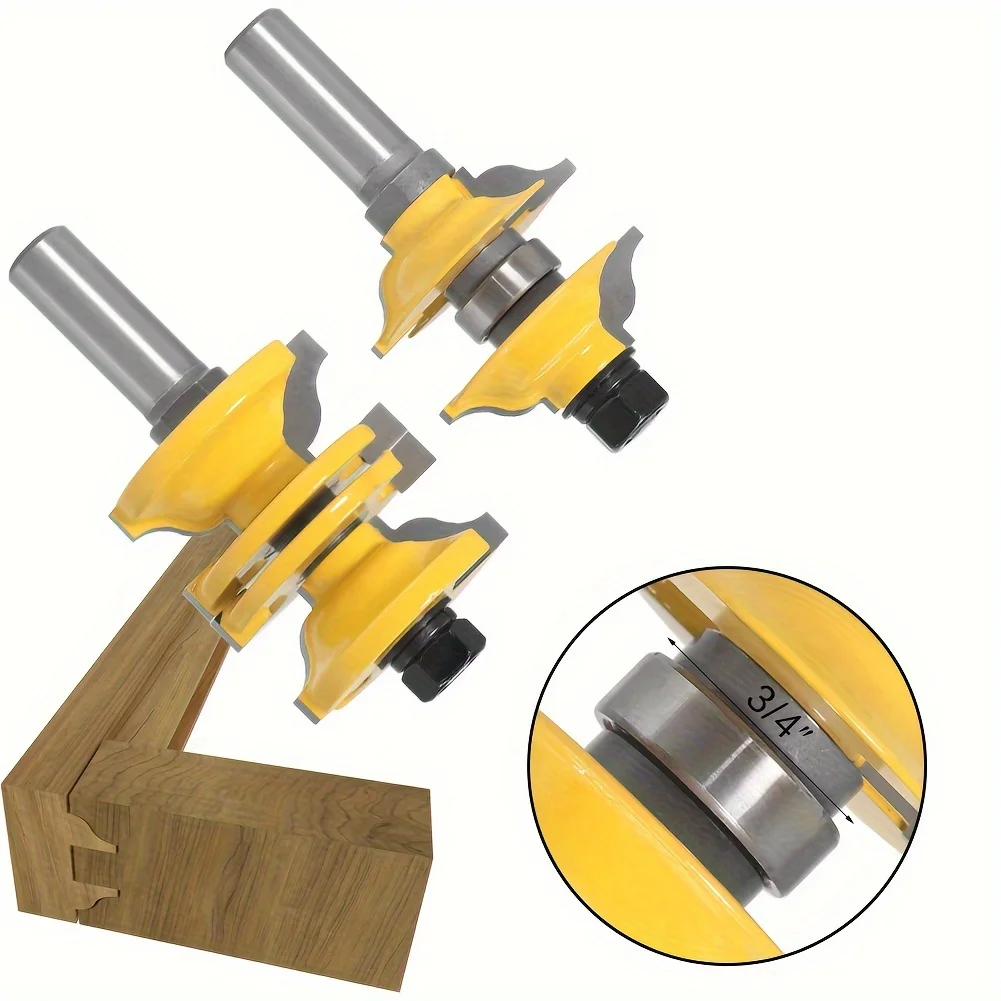 

2-Piece Adjustable Tongue And Groove Router Bit Set for Metal Woodworking Uncoated Non-Center Cut Tool