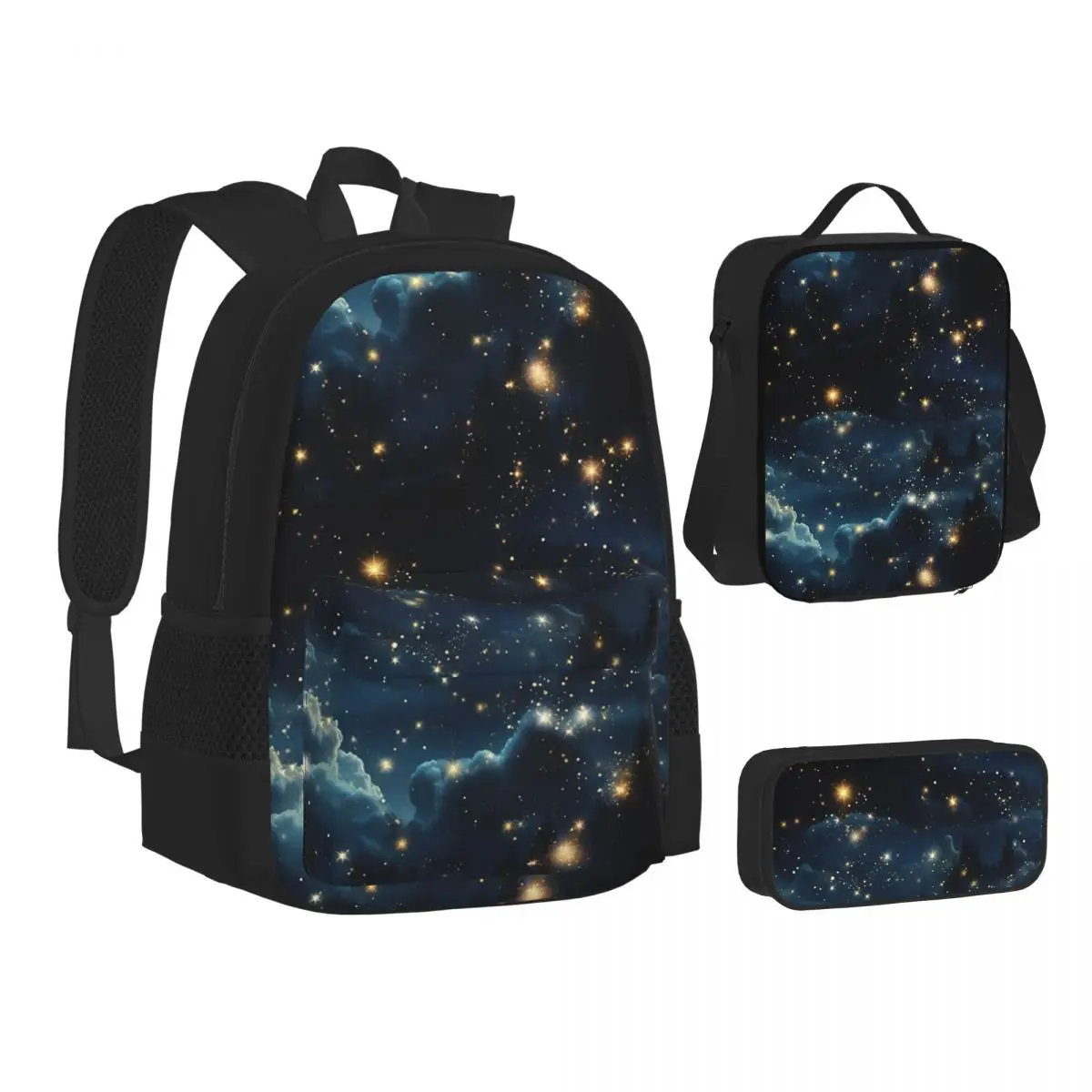 Constellation Star Clusters Galaxies Halloween Backpacks Bookbag School Bags Kids Rucksack Lunch Bag Pen Bag Three-Piece Set