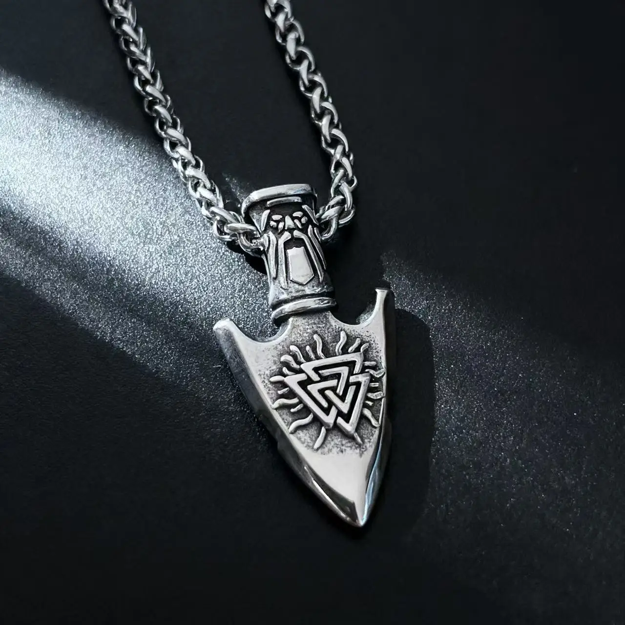 HNSP Viking Style Nordic Odin\'s Knot Rune 316L Stainless Steel Pendant Necklace For Men Jewelry Accessories
