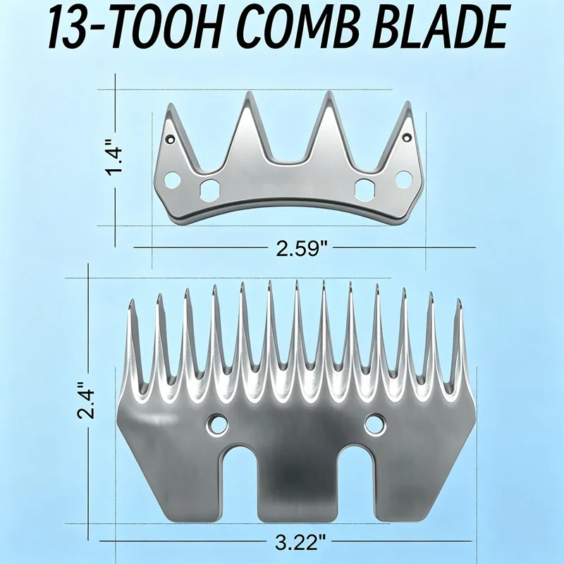 13 Teeth Sheep Pet Animal Shears Replacement Blades Compatible With Oster/Lister/Heiniger/Gdjob/Beetro/Dragro/Takekit Clippers
