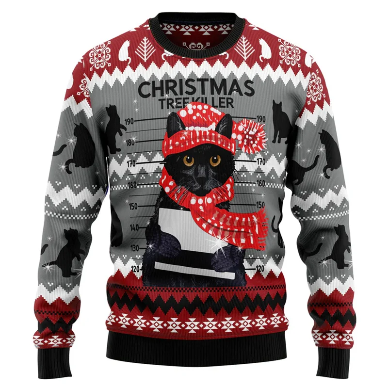 

Hot Sale 3d Printed Cat Christmas Sweater Men Animal Pets Ugly Christmas Sweatshirts Long Sleeve Tops New Year Festival Hoodies