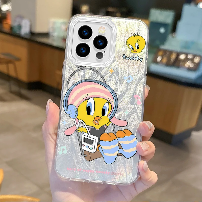 New Adorkable Tweety Bird Cartoon Gradient For iPhone 16 Pro Max Case 15 14 13 12 11 8 7 Pro Max Plus XS XR Hard Dustproof Cover