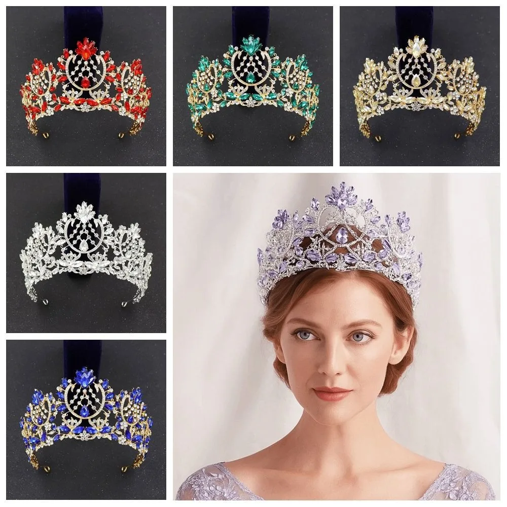 

Rhinestone Baroque Pageant Crowns Cake Decorations Luxury Crystal Bridal Crowns Sparkling Hair Jewelry Queen Princess Tiara