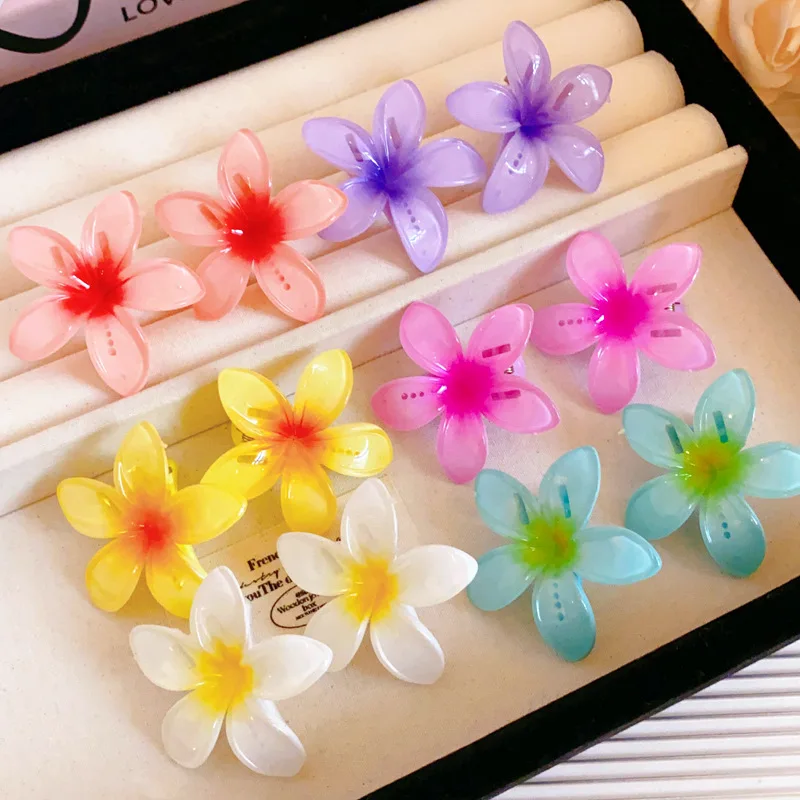 Dopamine Gradient Egg Flower Acrylic Hair Claws for Women Premium Partysu Accessories Headdress Charms Small Bang Duckbill Clips image 5