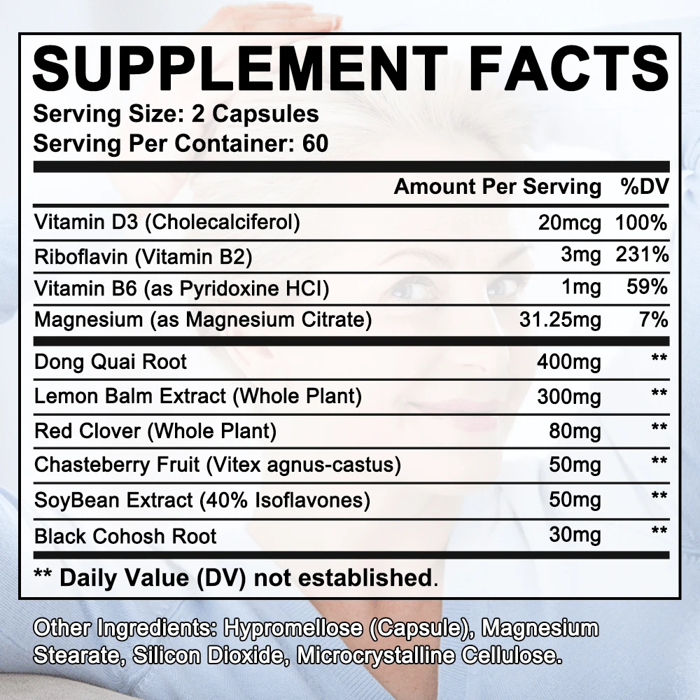 Women\'s Menopausal Supplement for Menopausal Hormones, Hot Flashes, Night Sweats, Mood Swings, Sleep Disturbances, Vegetarians