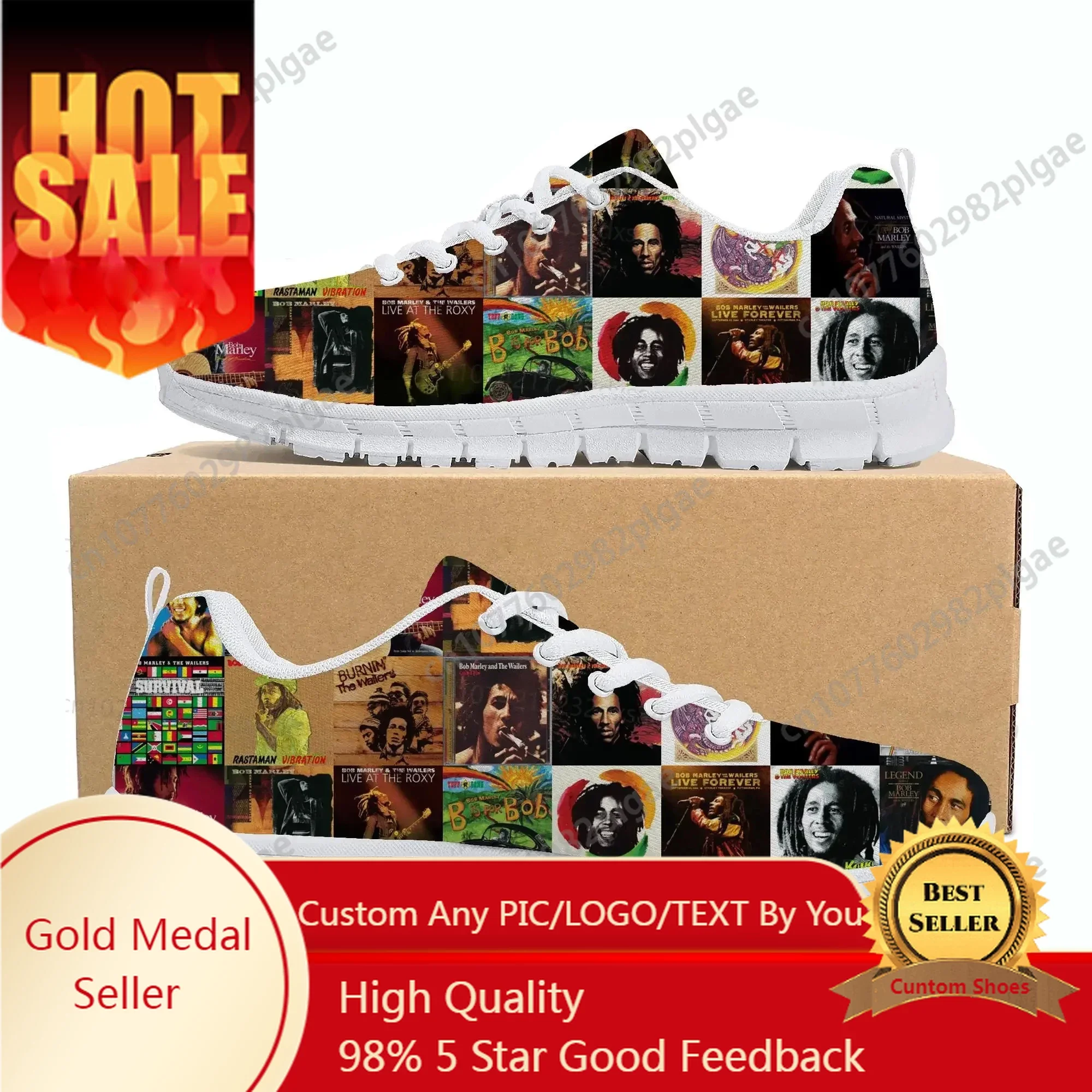 Bob Marley Reggae Star Rock Music Sports Shoes Mens Womens Teenager Children Sneakers Casual Custom High Quality Couple Shoes