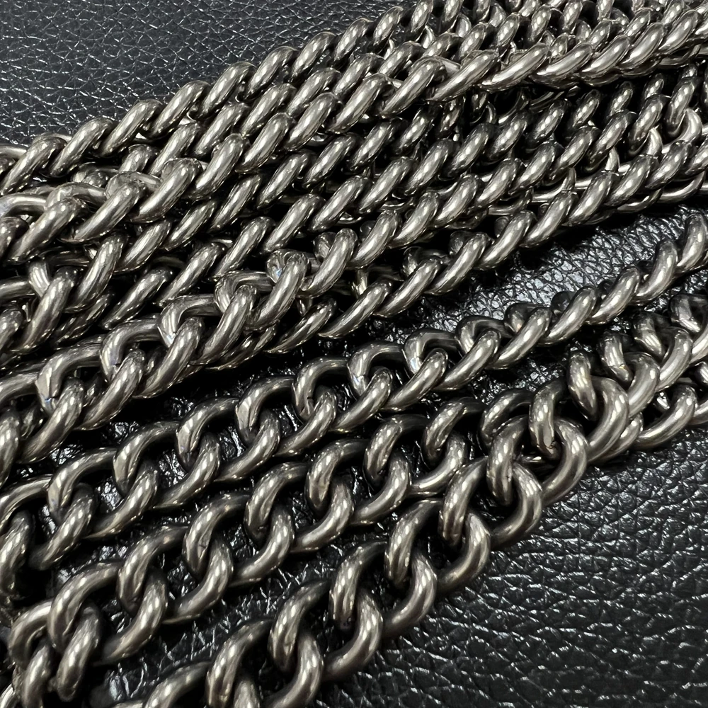 New 1-5Meters Pure Titanium Curb Link Chain for DIY Bracelet Necklace 9.3mm Dog Welded Non-Slip Strip Drying Clothes Chain Swing