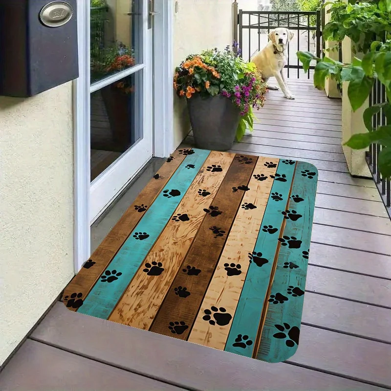 Rustic Dog Paw Print Entryway Mat Runner Outdoor Doormat Farmhouse Pet Trail Decoration for Porch Entrance Puppy Lover Home Acce