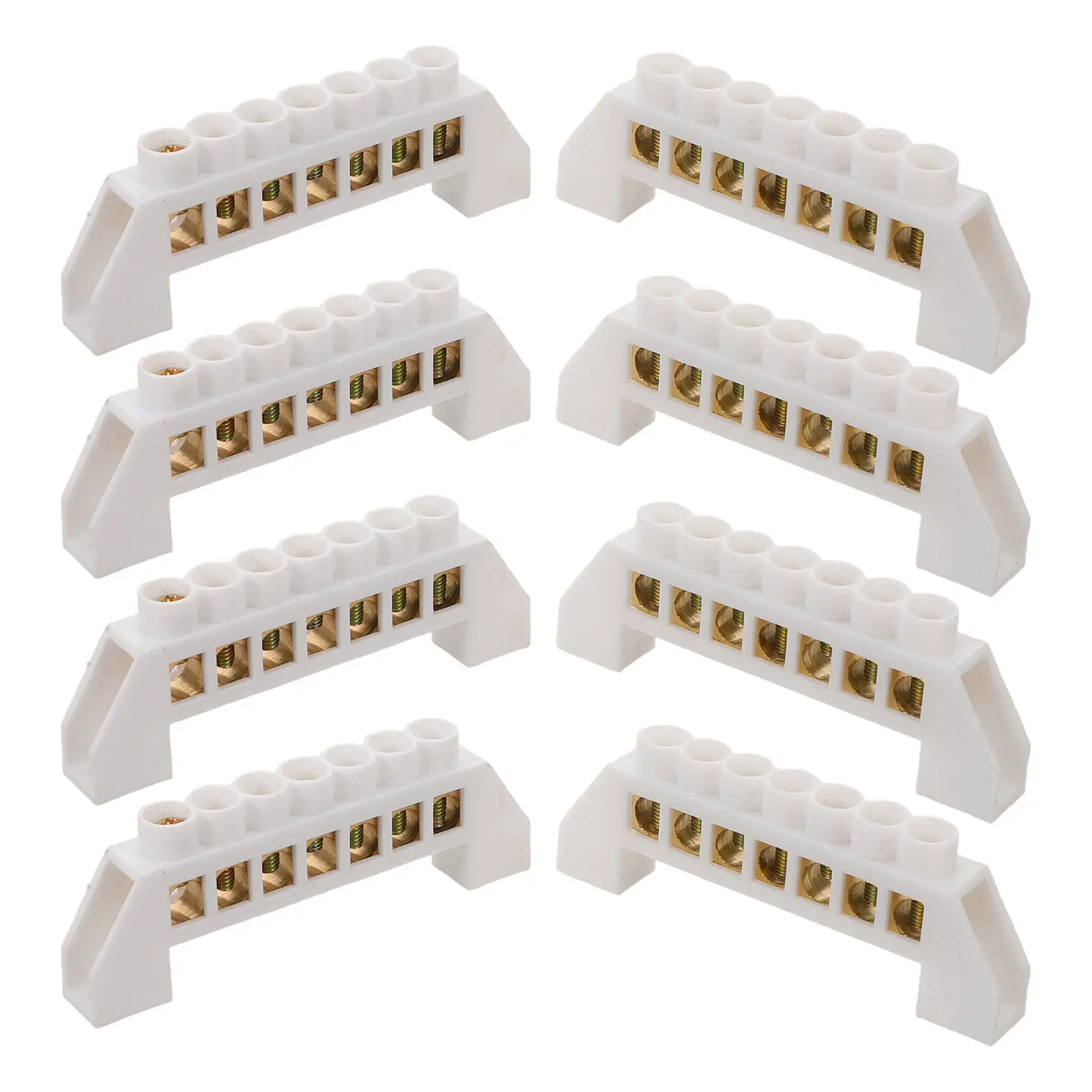 8Pcs Copper Grounding Terminal Strip 7 Position Screw Terminal Block Electrical Bus Bar for Car Boat Electrical Distribution