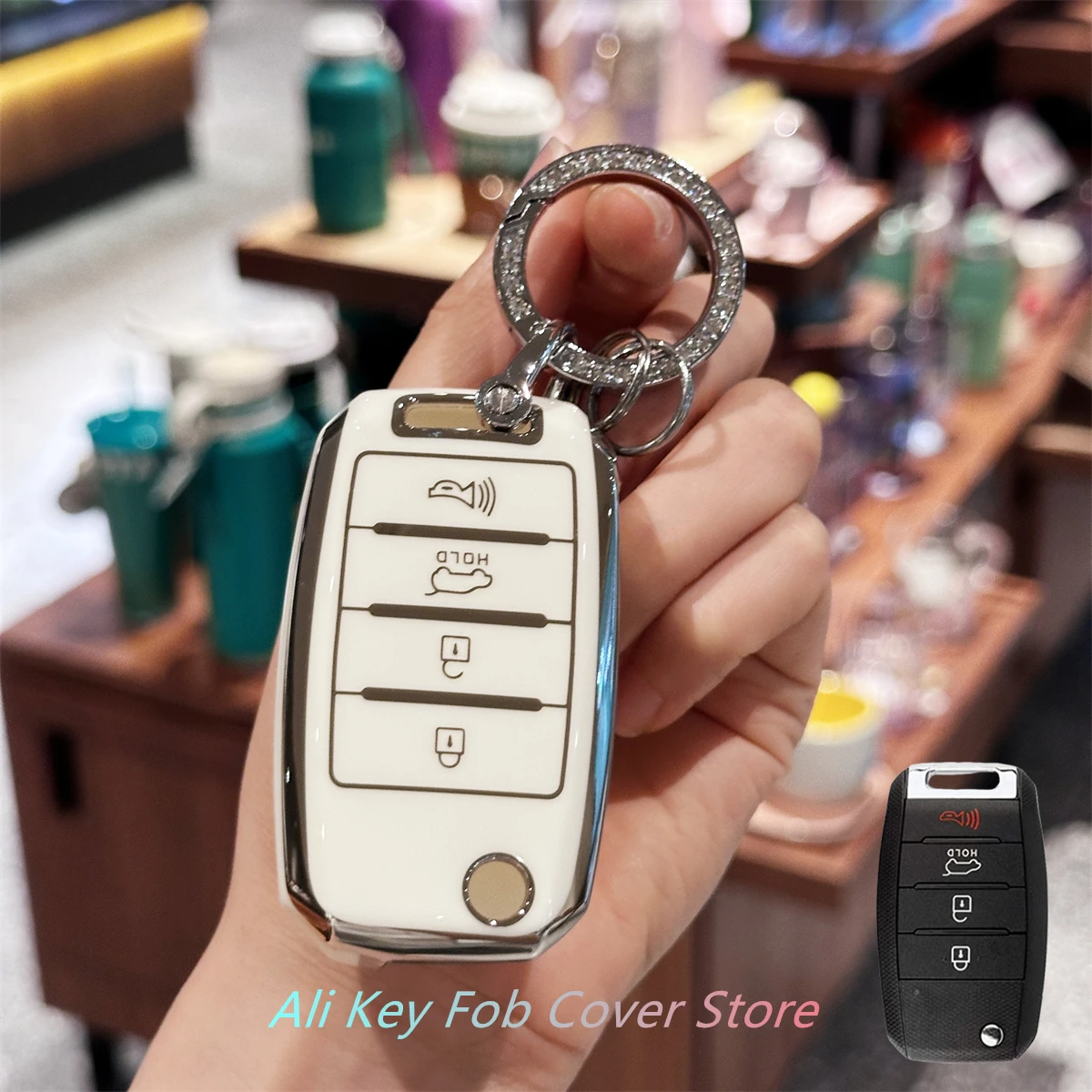 Key Fob Cover for Kia Forte Optima Rio Sedona Sorento Soul Sportage Hyundai Elantra Genesis Sonata Keychain Lanyard