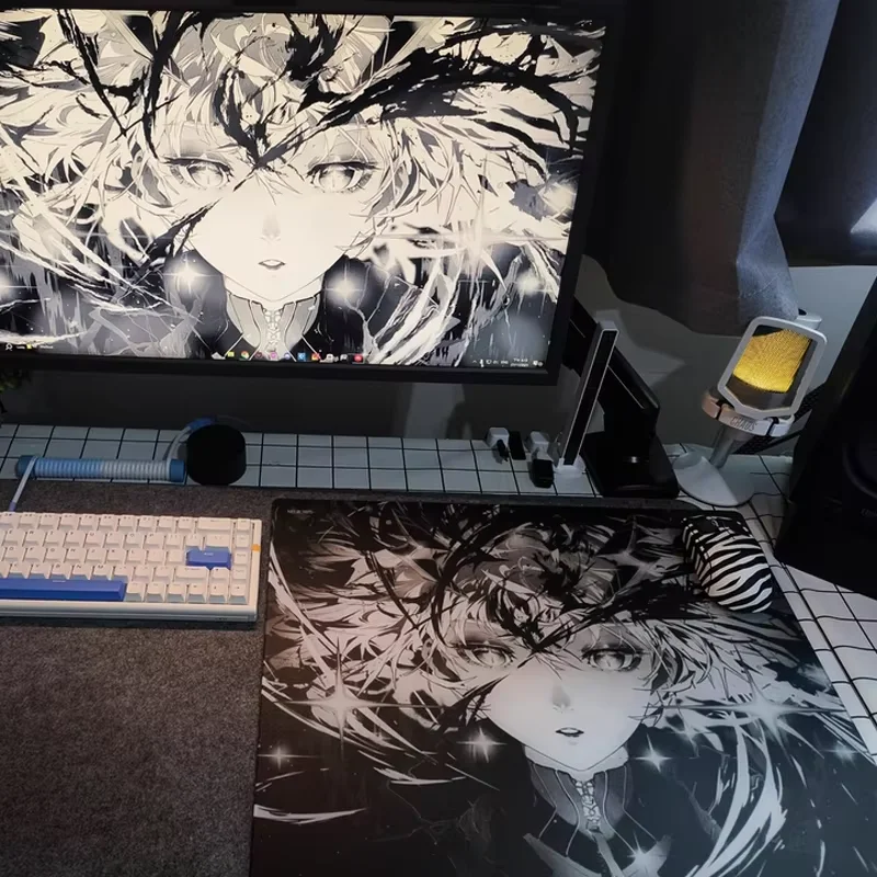 Fashion Dark Awake Sora Photovoltaic 450x400MM Large Size Glass Mouse Pad Waterproof Smooth Office Desktop Decoration Customized