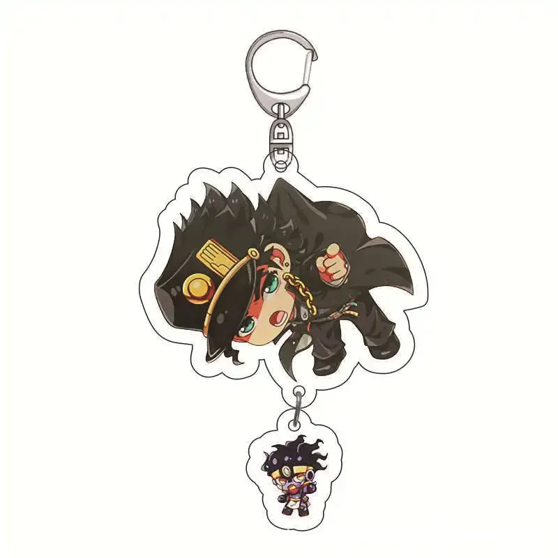 Anime Figure Kujō Jōtarō Joseph Joestar Kakyoin Tenmei Key Ring HD Pattern Acrylic Key Chain Trendy Model Plate Student Gifts