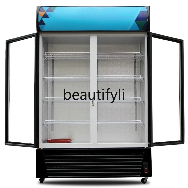 Vetrina singola doppia a tre ante Vetrina commerciale verticale per bevande con congelatore refrigerato per conservazione della freschezza