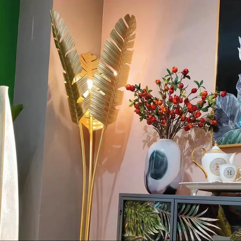 مصباح أرضي لغرفة المعيشة على شكل أوراق الموز الأمريكية الفاخرة الخفيفة