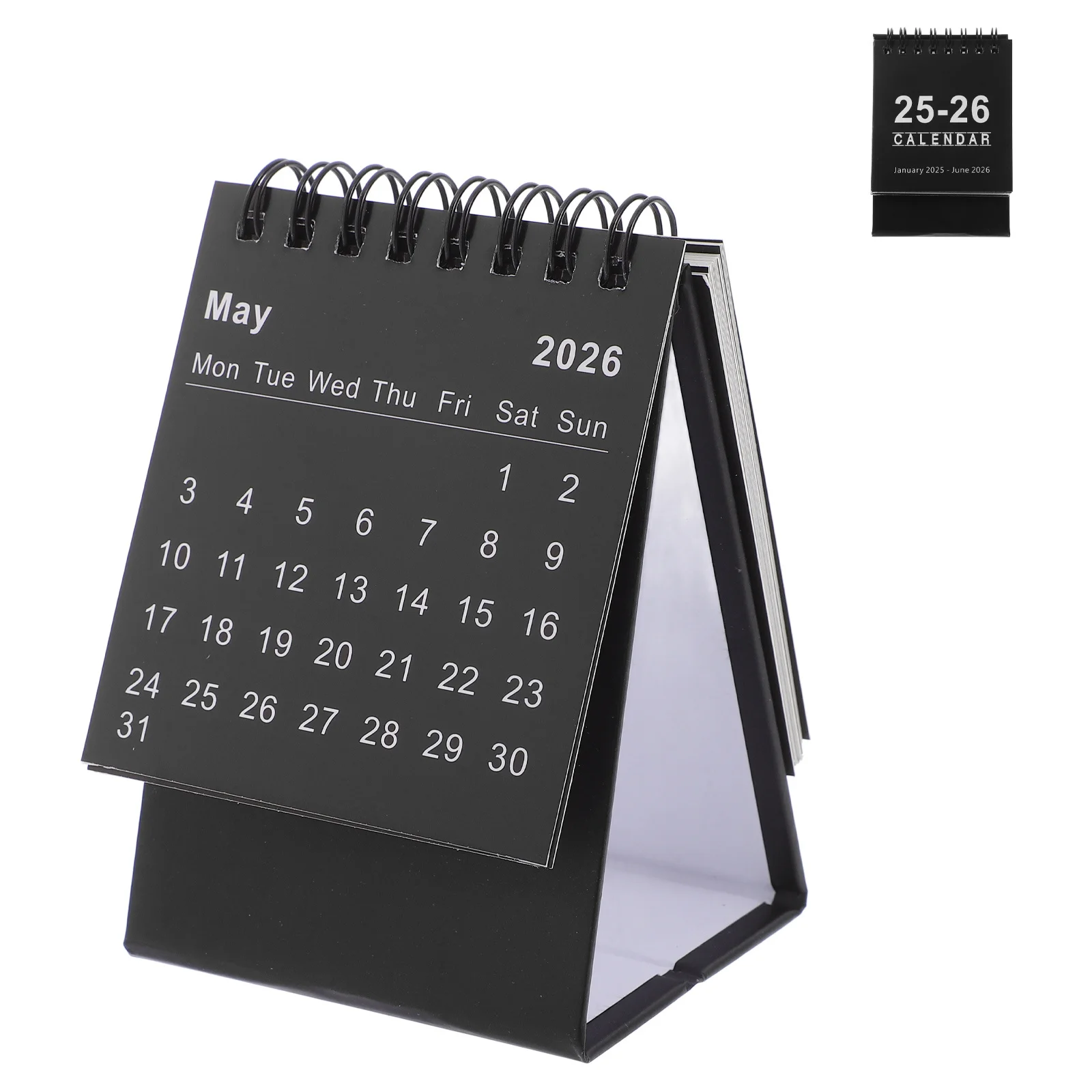 Mini Bureaukalender 2025-2026 Kleine Desktop Maandelijkse Flip Staande Spiraal Kalender Office Home Planner Stands voor Bureaukalenders