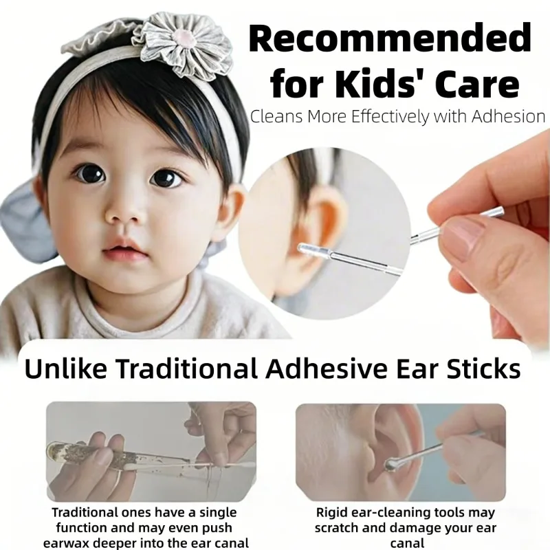 Upgraded Adhesive Ear Cleaning Sticks Ear Wax Removal Swabs Replace Traditional Ear Pick Cotton Buds