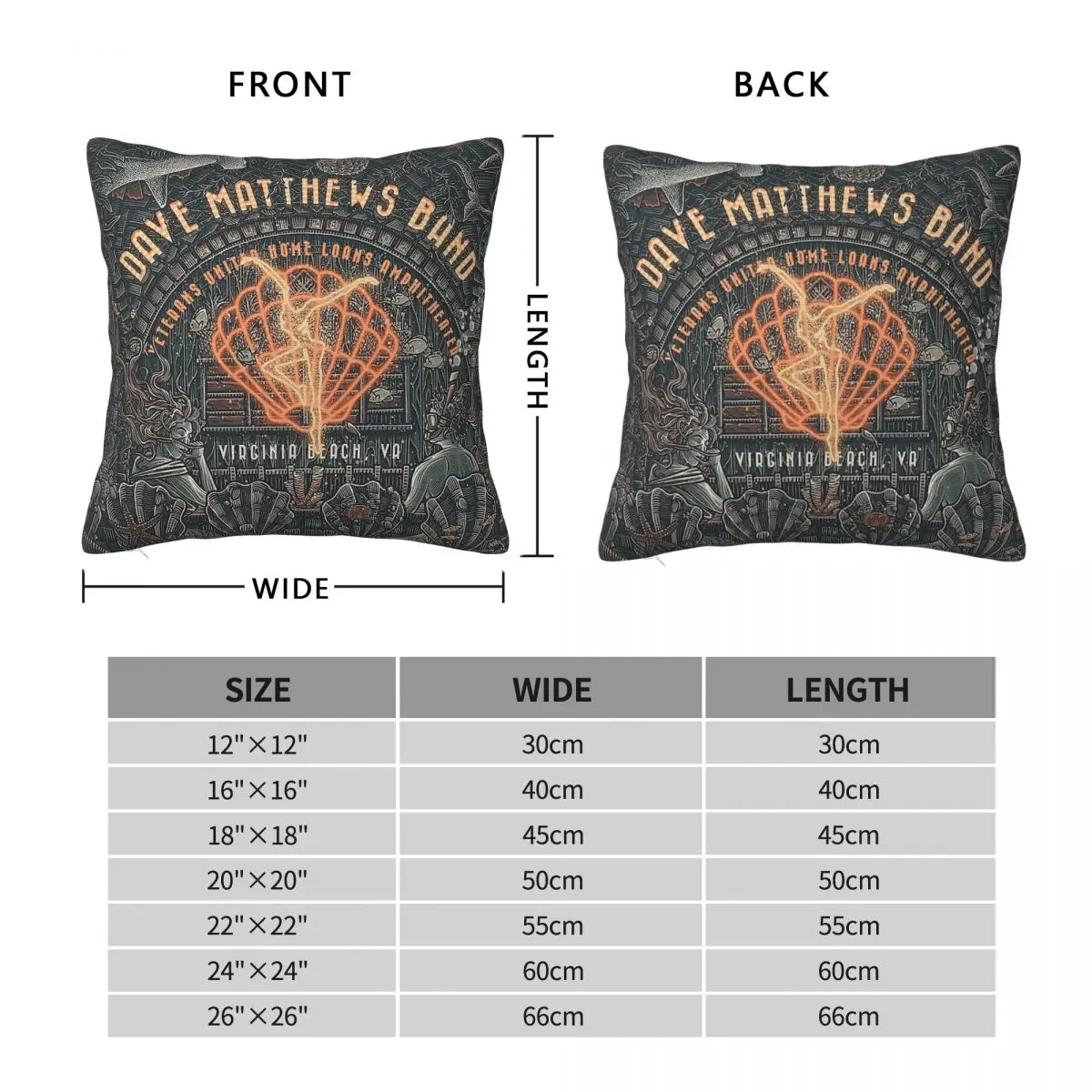 Dave Matthews Band Square Pillowcase Polyester Linen Velvet Pattern Zip Decorative Pillow Case Room Cushion Cover