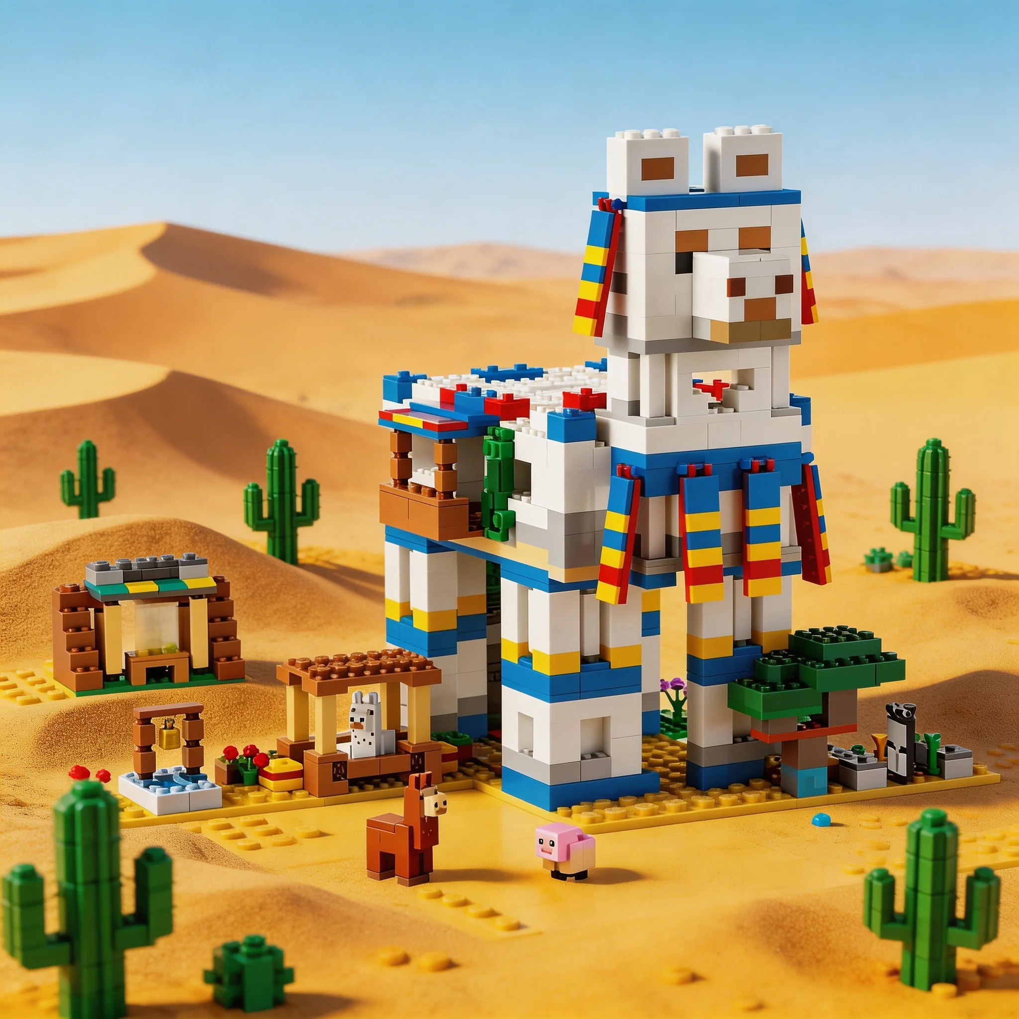 

2026 creative new pixel three-dimensional building blocks animal sheep village assembly model educational puzzle decorations hol