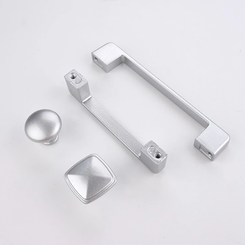 Silver Furniture Pull Handle Solid Aluminum Alloy Wardrobe Cabinet Vanity Cabinet Door Handles Single-Hole Drawer Shoe Rack Knob