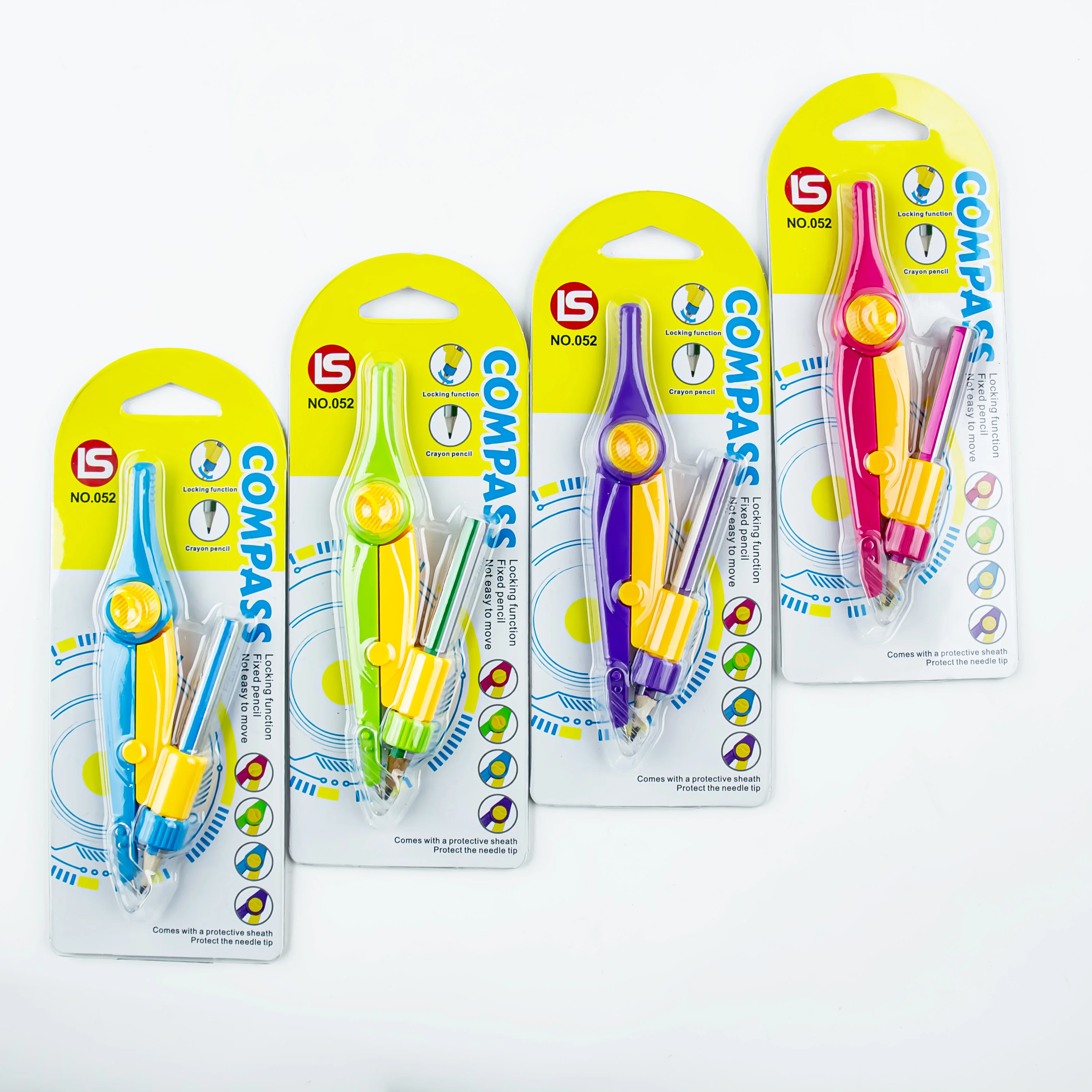 Card Pack Colored Compass Set - Premium Drawing Tool with Pencil