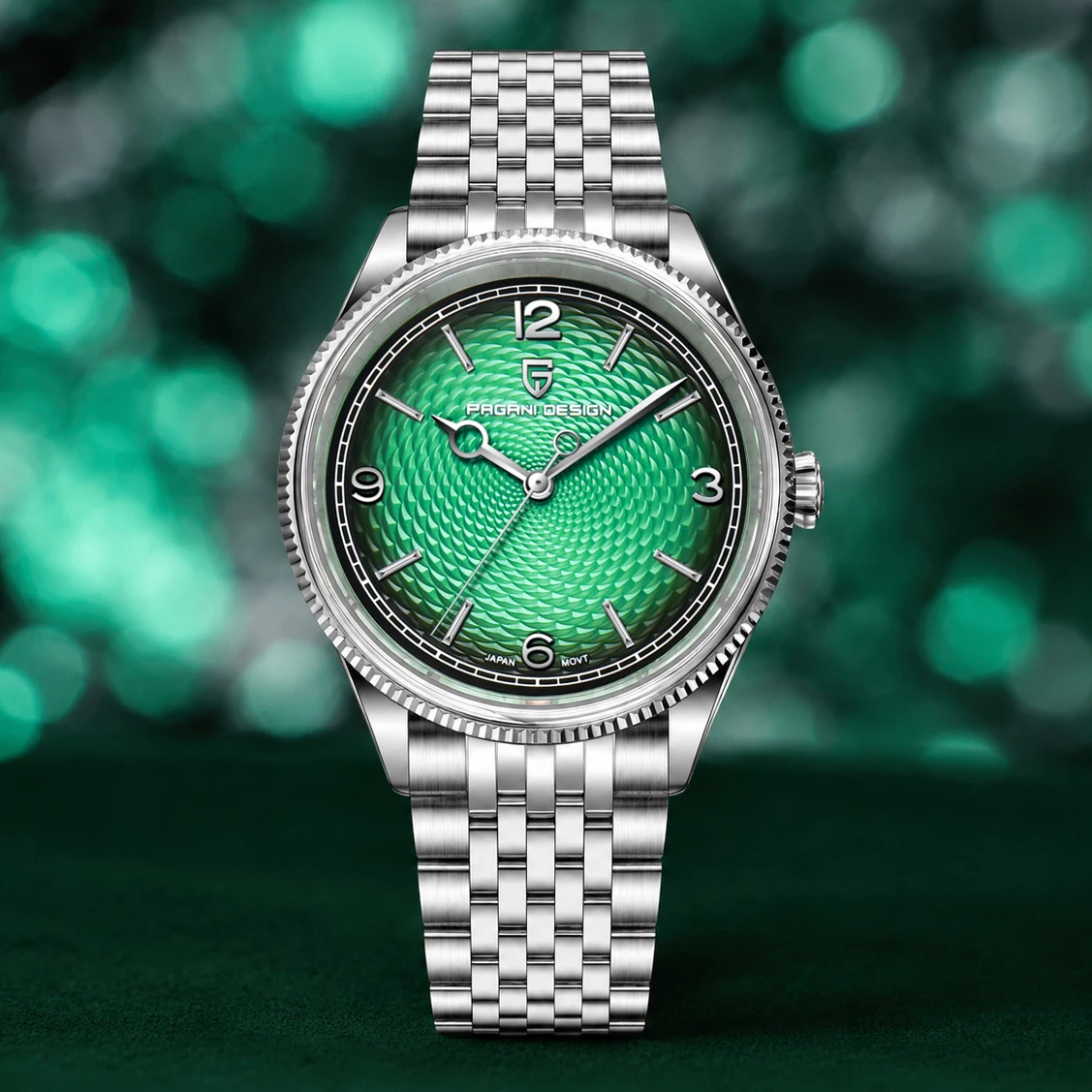 2026 New Men Quartz Watch PAGANI DESIGN 40MM Retro Green Ripple Watch Mens Luxury Watch For Men AR Sapphire Crystal Stainless Steel Business Bracelet Clock Hombre EU Local Shipping