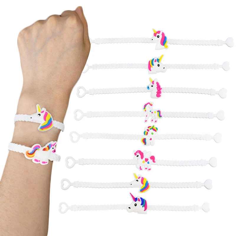 10Pcs Unicorn Party Bracelets Decoration Rubber Bangle Girl Unicorn Birthday Party Supplies Kids Christmas Gifts Toy Baby Shower