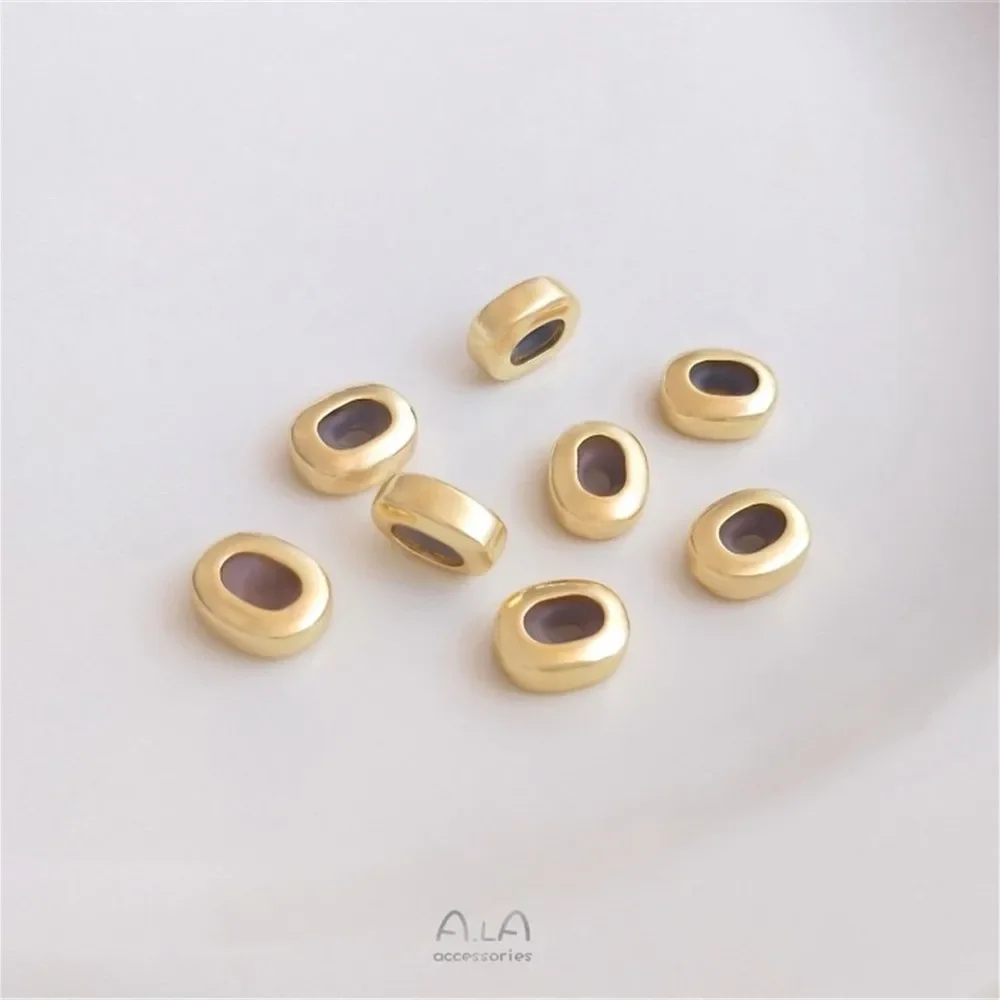

Silicone Beads for DIY Bracelet, 14K Pack, Real Gold, Double Hole, Rubber Plug, Height Adjustment, Round Cake, Chain Accessories