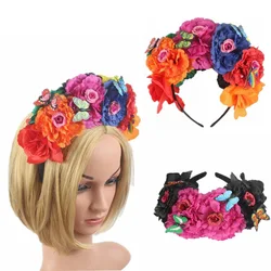 Halloween Simulation Colorful Peony Flower Headband Fairy Butterfly Mexican Crown Cosplay Day of The Dead Headpiece