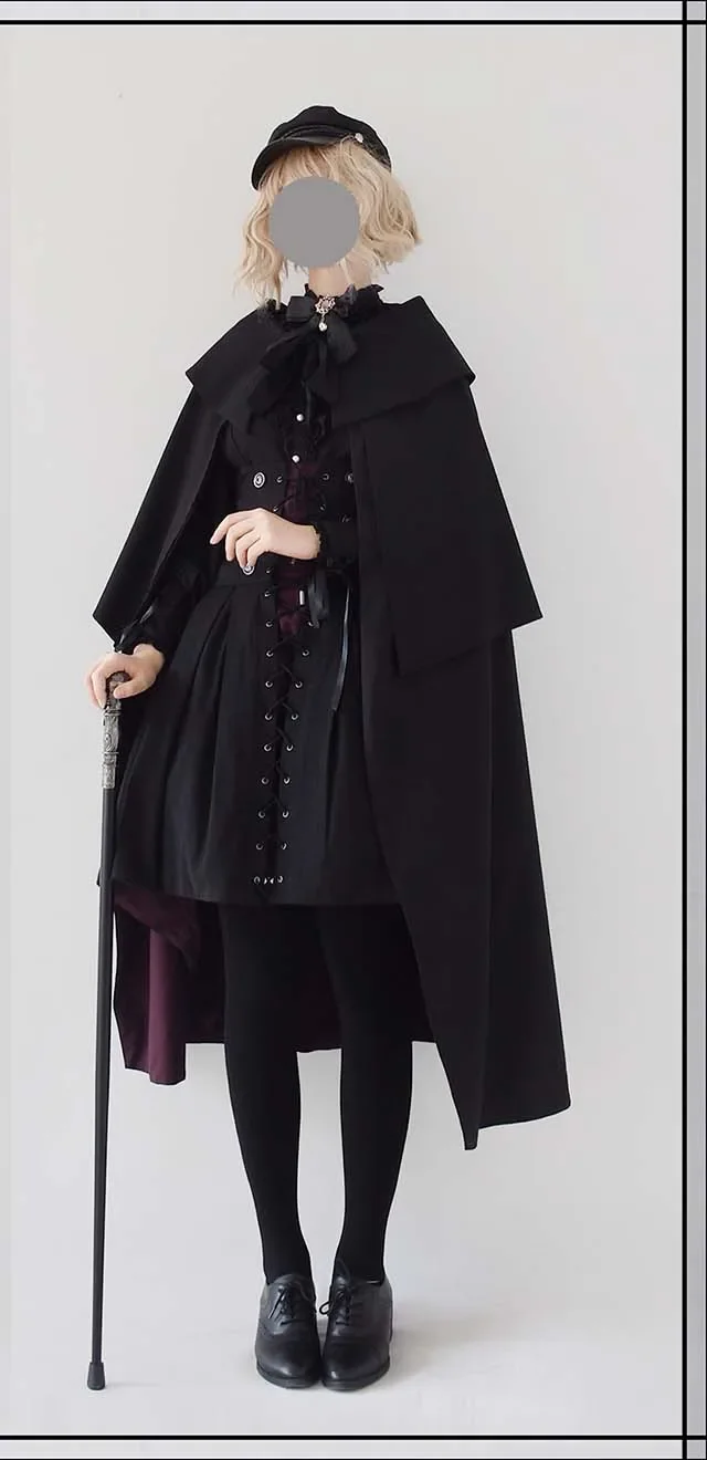 Gothic Lolita Vintage Cape Military Style Cross Regression Millennium Mission Commuting Military Uniform