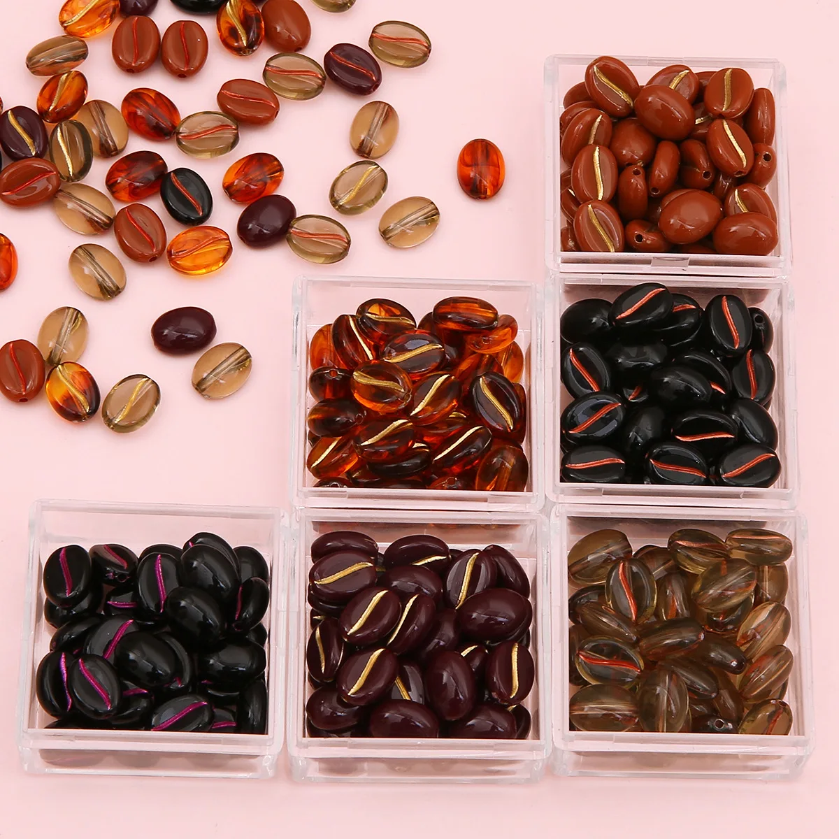 30pcs/lot Acrylic Vintage Coffee Bean Beads Piercing Amber Loose Beads DIY Handmade Bracelets Necklaces Earrings Accessories