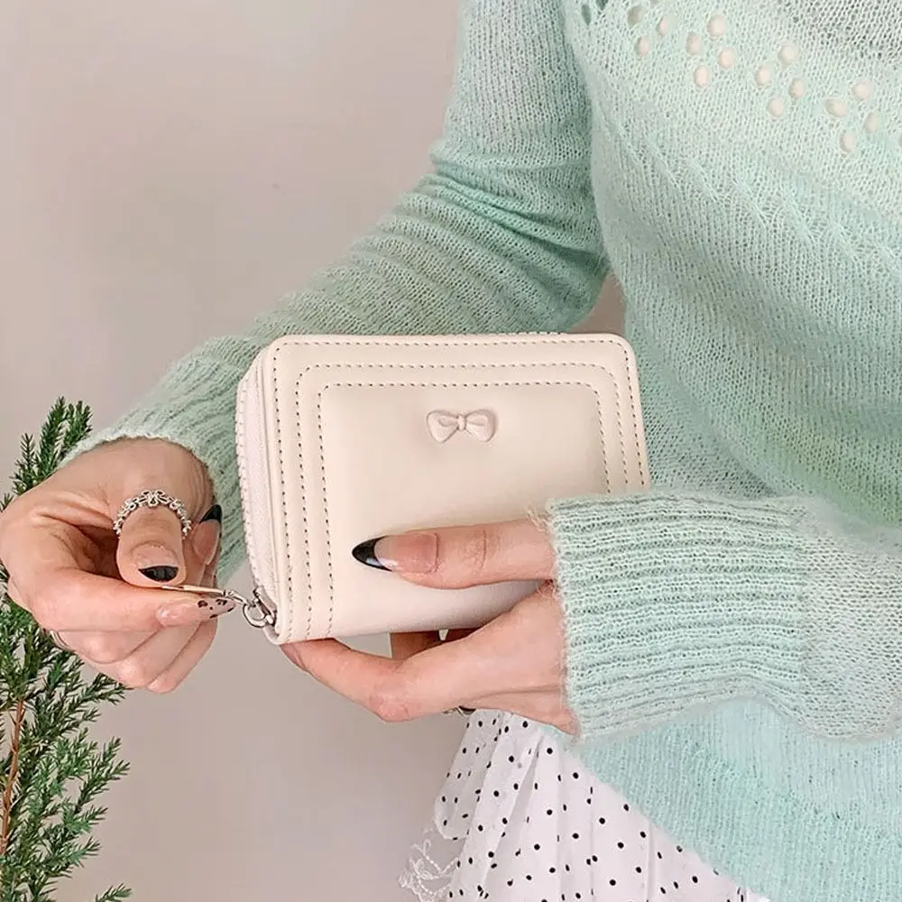 المحمولة لطيف القوس المرأة المحفظة قصيرة سستة حامل بطاقة الطالب مفتاح معرف البنك تخزين أكياس هدايا للنساء فتاة